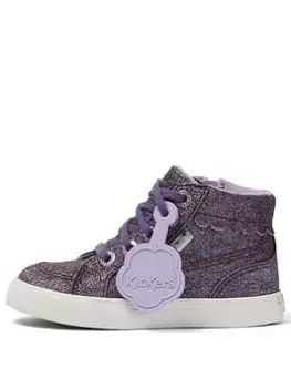 Kickers Tovni Hi Glitter High Top Trainer, Purple, Size 10 Younger