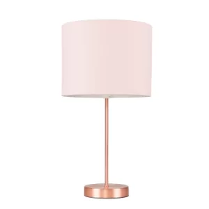 Value Essentials Charlie Copper Table Lamp with Blush Pink Shade