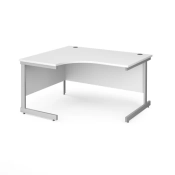 Office Desk Left Hand Corner Desk 1400mm White Top With Silver Frame 1200mm Depth Contract 25