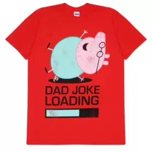 Peppa Pig Official Adults Unisex Daddy Pig Joke Loading T-Shirt (S) (Red)
