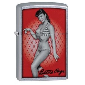 Zippo Bettie Page Red Background Street Chrome Finish Windproof Lighter