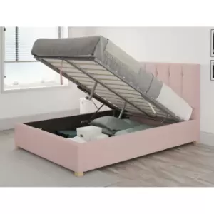 Hepburn Ottoman Upholstered Bed, Pure Pastel Cotton, Tea Rose - Ottoman Bed Size Single (90x190)