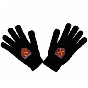 West Ham United FC Childrens/Kids Knitted Gloves (One Size) (Black)