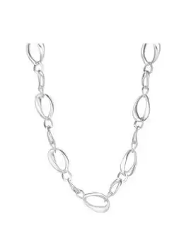 Mood Silver Polished Organic Link T Bar Necklace, Silver, Women