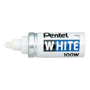 Pentel White 100W 6.0mm Broad Bullet Tip Valve Controlled Permanent Marker White Pack of 12