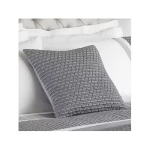 Riva Home Honeycomb Faux Silk Embellished Cushion Cover, Silver, 45 x 45 Cm