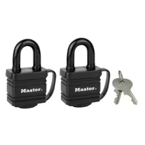 Master Lock 40Mm Wide Covered Laminated Steel Pin Tumbler Padlock - Twin Pack; Black