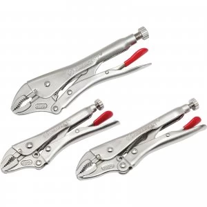 Crescent 3 Piece Curved Jaw Locking Pliers With Wire Cutter Set