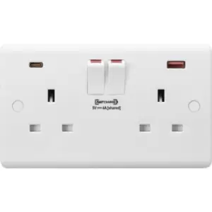 13A 2G dp Switched Socket with Dual usb fastcharge ports (a + c) 230V IP20