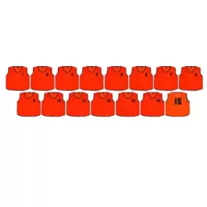 (Pack of 15) Mesh Numbered 1 - 15 Training Bibs Fluo Orange Adult