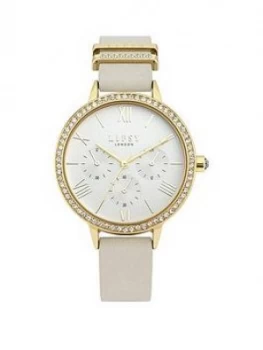 Lipsy Lipsy White And Gold Glitz Multi Dial White Leather Strap Ladies Watch