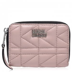Karl Lagerfeld Kuilted Small Zip Around Purse - A526 PowderPink