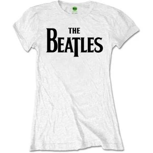 The Beatles - Drop T Logo Womens Large T-Shirt - White