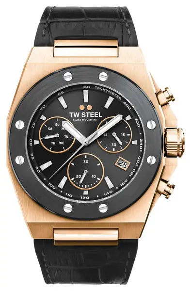 TW Steel CE4084 Mens CEO Tech Black Dial Black Leather Watch