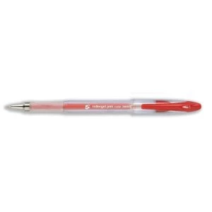 5 Star Office Roller Gel Pen Clear Barrel 1.0mm Tip 0.5mm Line Red Pack 12