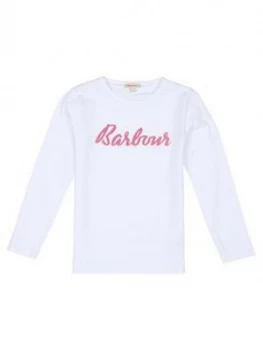 Barbour Girls Long Sleeve Rebecca T-Shirt - White, Size Age: 8-9 Years, Women