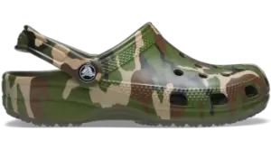 Crocs Classic Printed Camo Clogs Unisex Army Green / Multi W7/M6