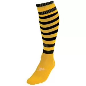Precision Childrens/Kids Pro Hooped Football Socks (12 UK Child-2 UK) (Gold/Black)