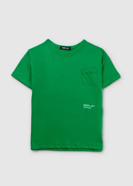 Replay Kids Minimal Logo T-Shirt In Green