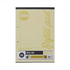 RHINO A4 Tinted Refill Pad 100 Pages 50 Leaf Yellow Paper 8mm Lined