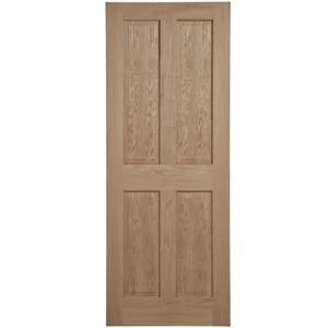 4 Panel Oak Veneer Unglazed Internal Fire Door H1981mm W762mm