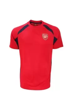 Arsenal FC Mens Official Football Crest Panel T-Shirt (Small) (Red/Navy)