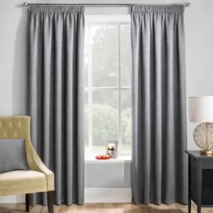 Enhancedliving - Enhanced Living Matrix Embossed Textured Thermal Blockout Pencil Pleat Curtains, Grey, 90 x 90 Inch