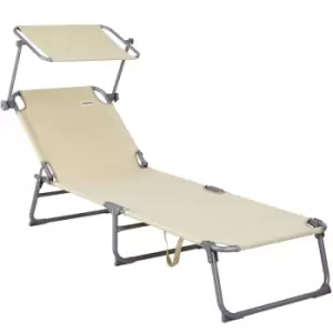 Folding Sun Lounger Steamer Chair Sun Shade Bed Outdoor Garden Loungers Beach 2x beige (de)