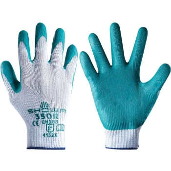 Nitrile Coated Grip Gloves, Grey/Green, Size 7 - Showa