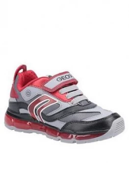 Geox Boys Android Strap Trainer, Grey/Red, Size 11 Younger