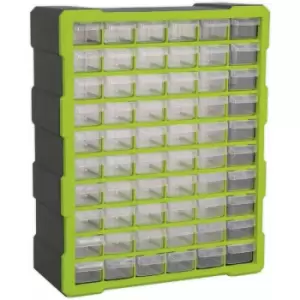 380 x 160 x 475mm 60 Drawer Parts Cabinet - green - Wall Mounted / Standing Box