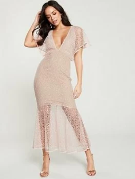 U Collection Forever Unique Bell Sleeve Midi Dress - Pink, Size 10, Women