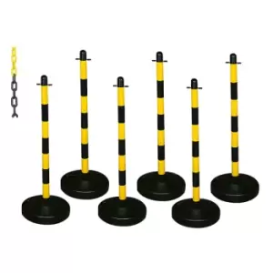 Barrier Kits - 6 Posts, 8mm Chain, Rubber base, White