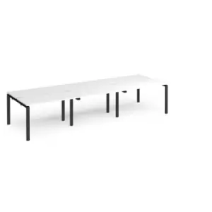 Bench Desk 6 Person Rectangular Desks 3600mm White Tops With Black Frames 1200mm Depth Adapt