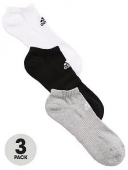 adidas Cushion Low Socks (3 Pack) - Grey/Black/White, Multi, Size 4.5-5.5, Men