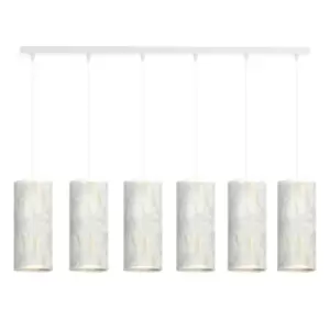 Emibig Karli White Bar Pendant Ceiling Light with White Fabric Shades, 6x E14