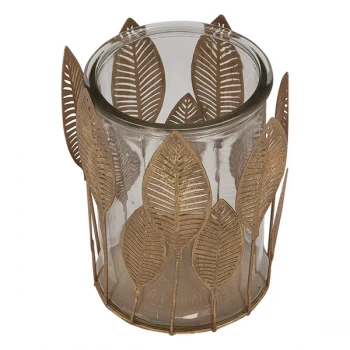 Gold Metal Leaf Design With Glass Pot By Heaven Sends