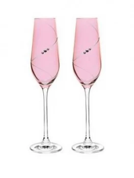 Portmeirion Auris Pink Champagne Flutes With Swarovski Crystals ; Set Of 2
