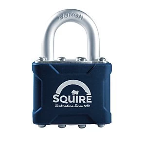 Squire Hardened Steel Shackle Laminated Padlock with Fixings - 38mm