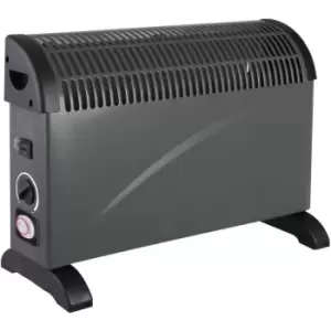 2000W Electric Convector Radiator Heater - 3 Heat Settings, Adjustable Thermostat, Overheat Protection & Timer in Black - Schallen