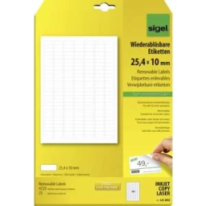 Sigel LA202 Labels 25.4 x 10 mm Paper White 4725 pc(s) Removable All-purpose labels 25 Sheet A4
