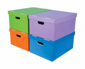 Fellowes Bankers Cardboard Storage Box Medium Duty Pack of 4 Assorted Assorted