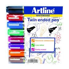 Artline Assorted 2-in-1 Whiteboard Markers BulletChisel Tip Pack of
