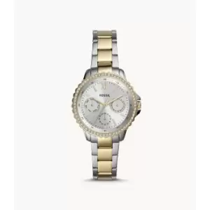 Fossil Womens Izzy Multifunction Two-Tone Stainless Steel Watch - 2T Silver/Gold