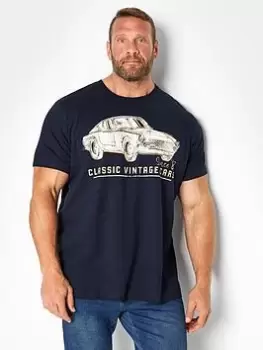 BadRhino Classic Vintage Car T-Shirt - Navy, Size 3XL, Men