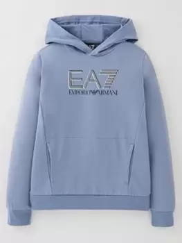 EA7 Emporio Armani Boys Visibility Logo Hoodie - Country Blue, Country Blue, Size 8 Years