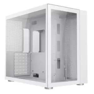 GameMax Infinity Gaming Case w/ Tempered Glass Side & Front ATX Dual Chamber No Fans inc. Mesh Panels USB-C Full White