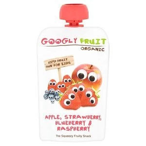 Googly Fruit Apple Strawberry Blueberry and Raspberry Squeezy