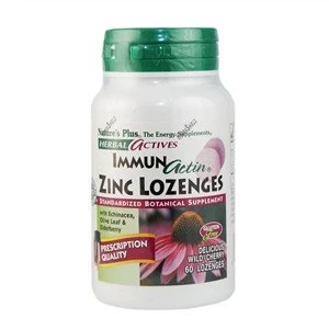 Natures Plus Herbal Actives ImmunActin Zinc Lozenges 60 Lozenges