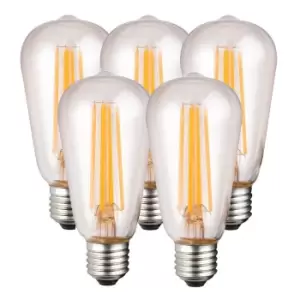 8 Watts ST64 E27 LED Bulb Clear Warm White Dimmable, Pack of 5